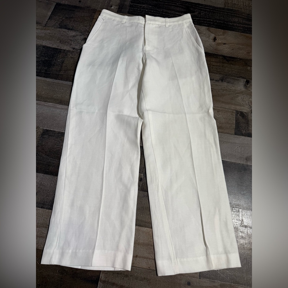 Enza‎ Costa White Straight Leg Lined Pants Size 0 Made in USA